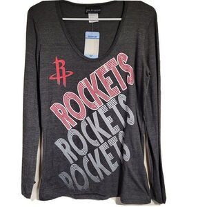 HOUSTON ROCKETS Women Med Long Sleeve TShirt Scoop Neck NBA For Her 5th&Ocean